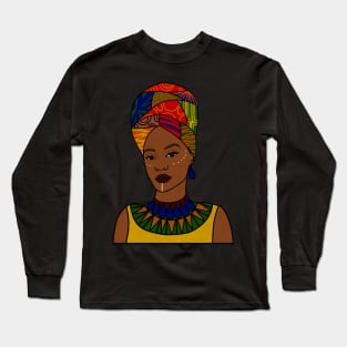 Beautiful Afro African Woman, Black Pride Long Sleeve T-Shirt